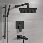 Remer TSR45 Matte Black Tub and Shower System with Rain Shower Head and Hand Shower